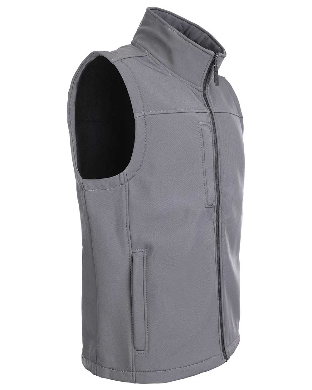 Grey coloured Fort Breckland Softshell Bodywarmer on white background