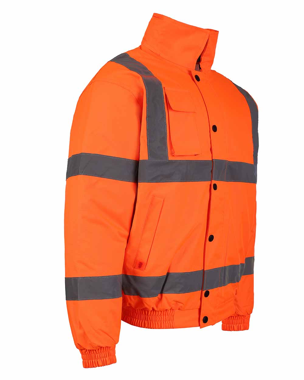 Orange coloured Fort Hi-Vis Waterproof Bomber Jacket on white background