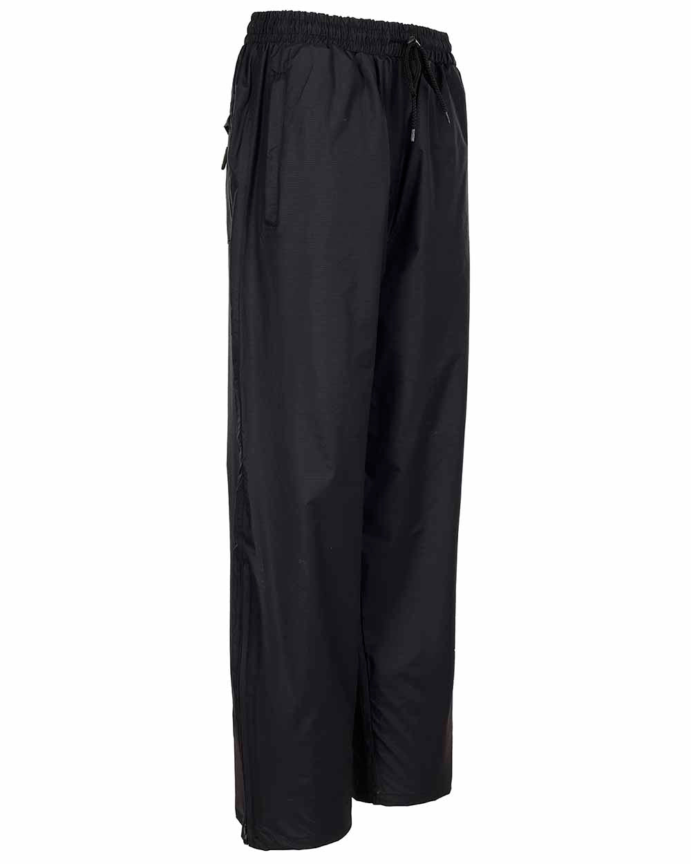 Black coloured Fort Rutland Waterproof Over Trousers on white background