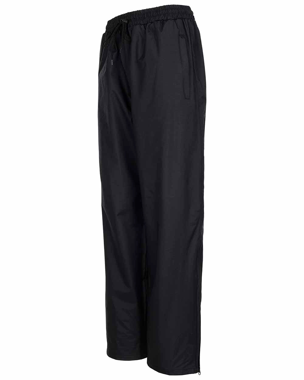 Black coloured Fort Rutland Waterproof Over Trousers on white background