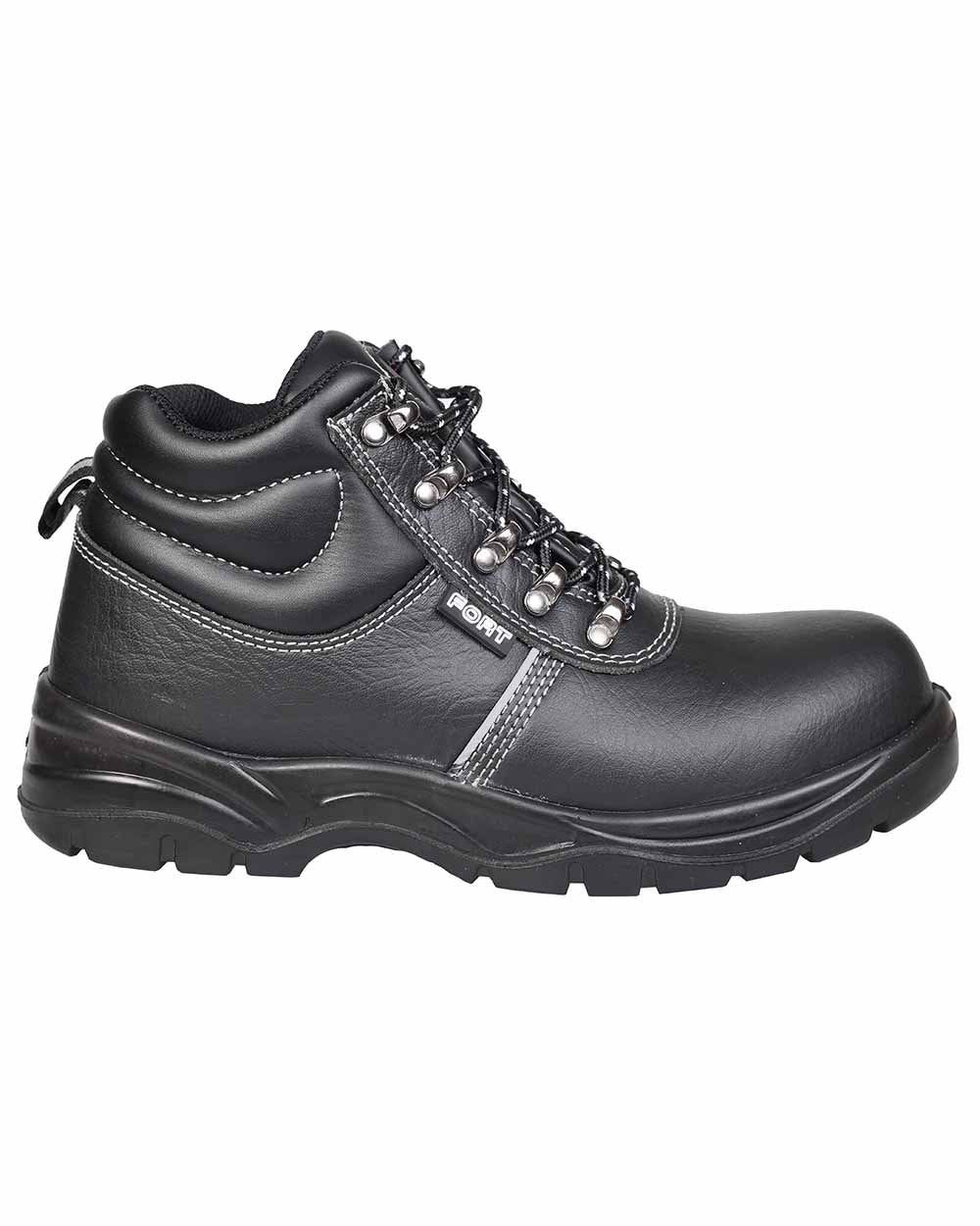 Black coloured Fort Workforce Safety Boots on white background