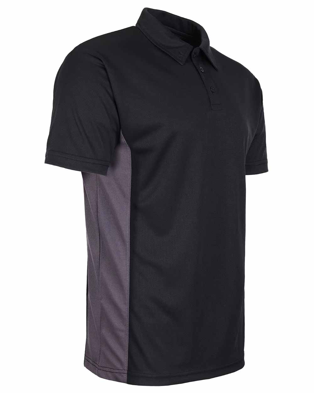 Black Coloured TuffStuff Elite Polo Shirt On A White Background