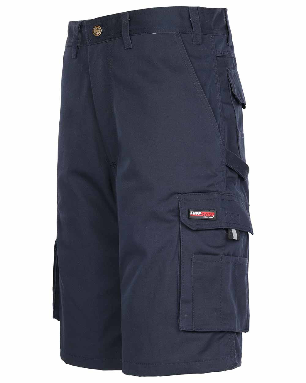 Navy Blue Coloured TuffStuff Pro Work Shorts On A White Background