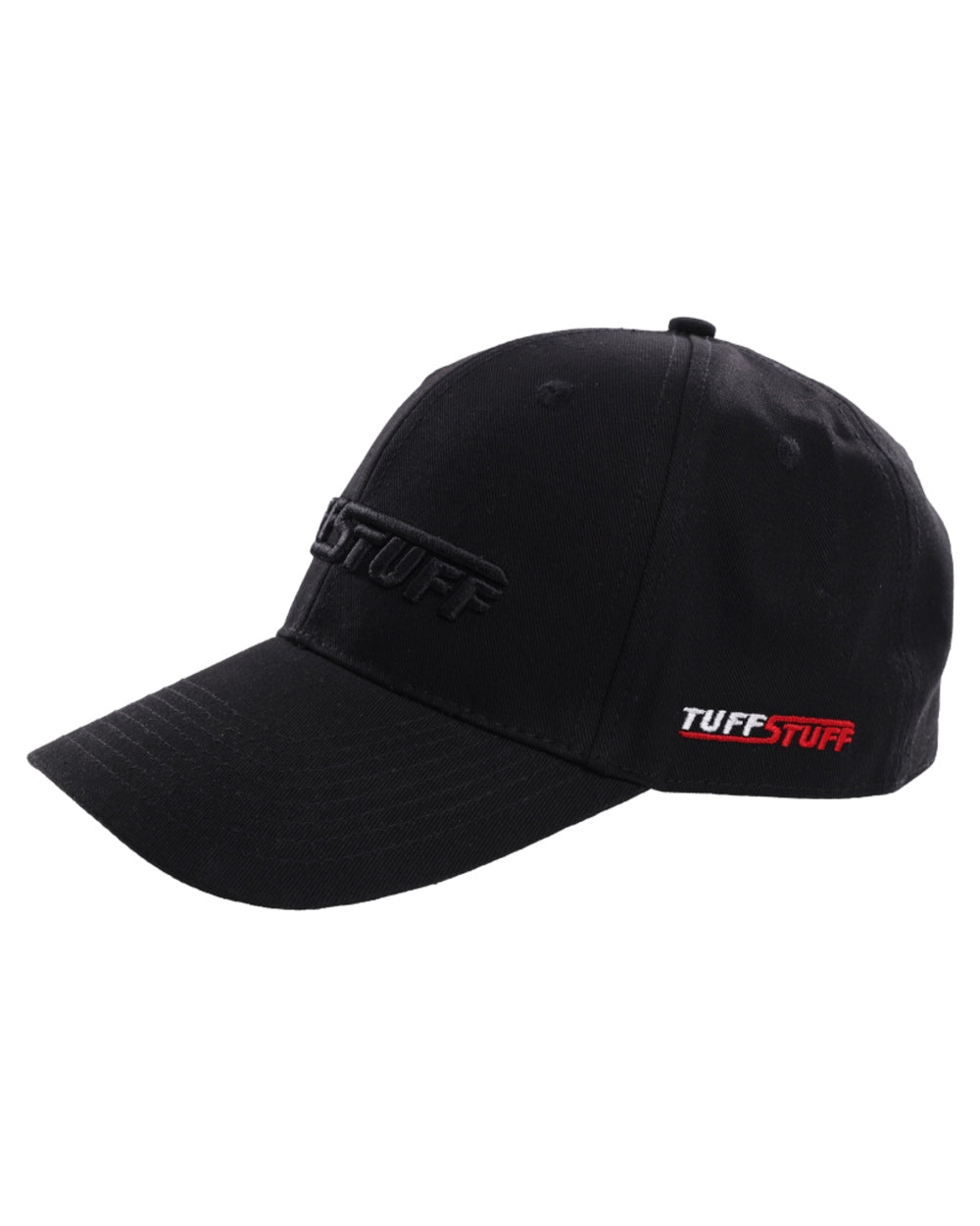 Black coloured TuffStuff Baseball Cap on White background