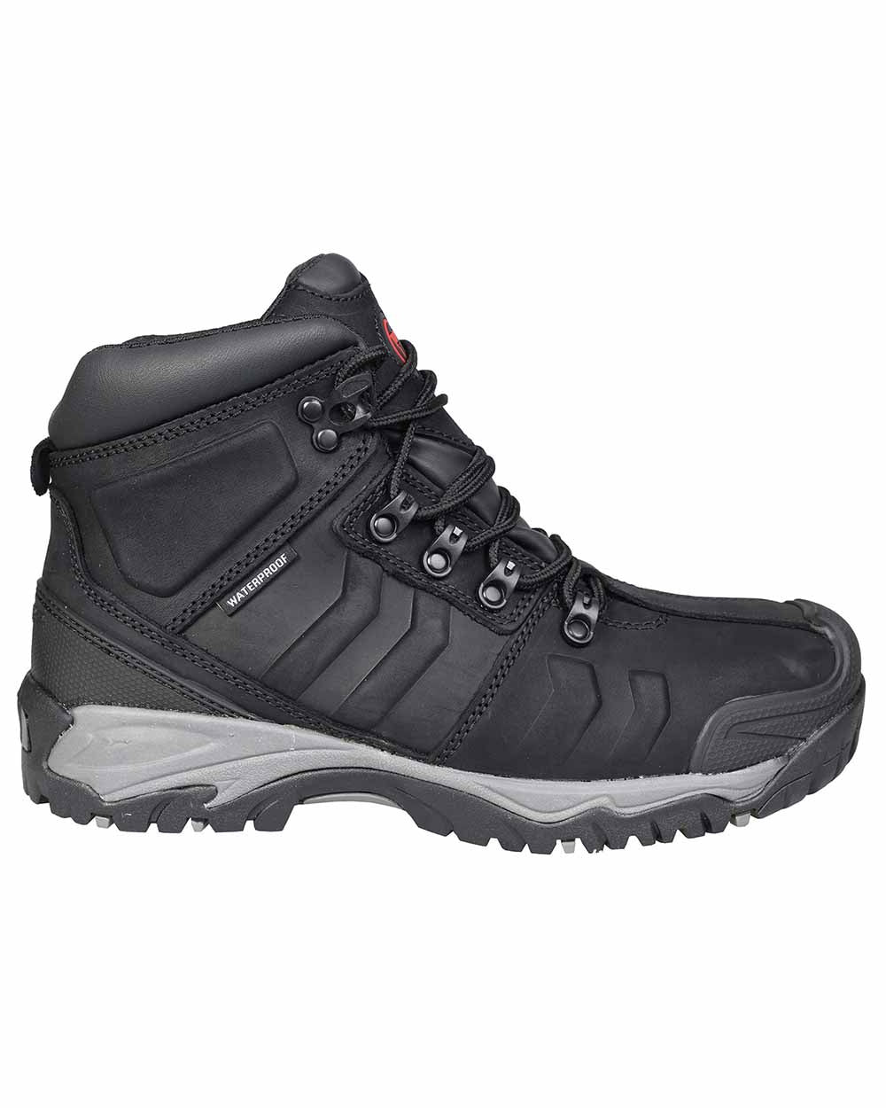 Black Coloured Fort Deben Waterproof Safety Boot On A White Background