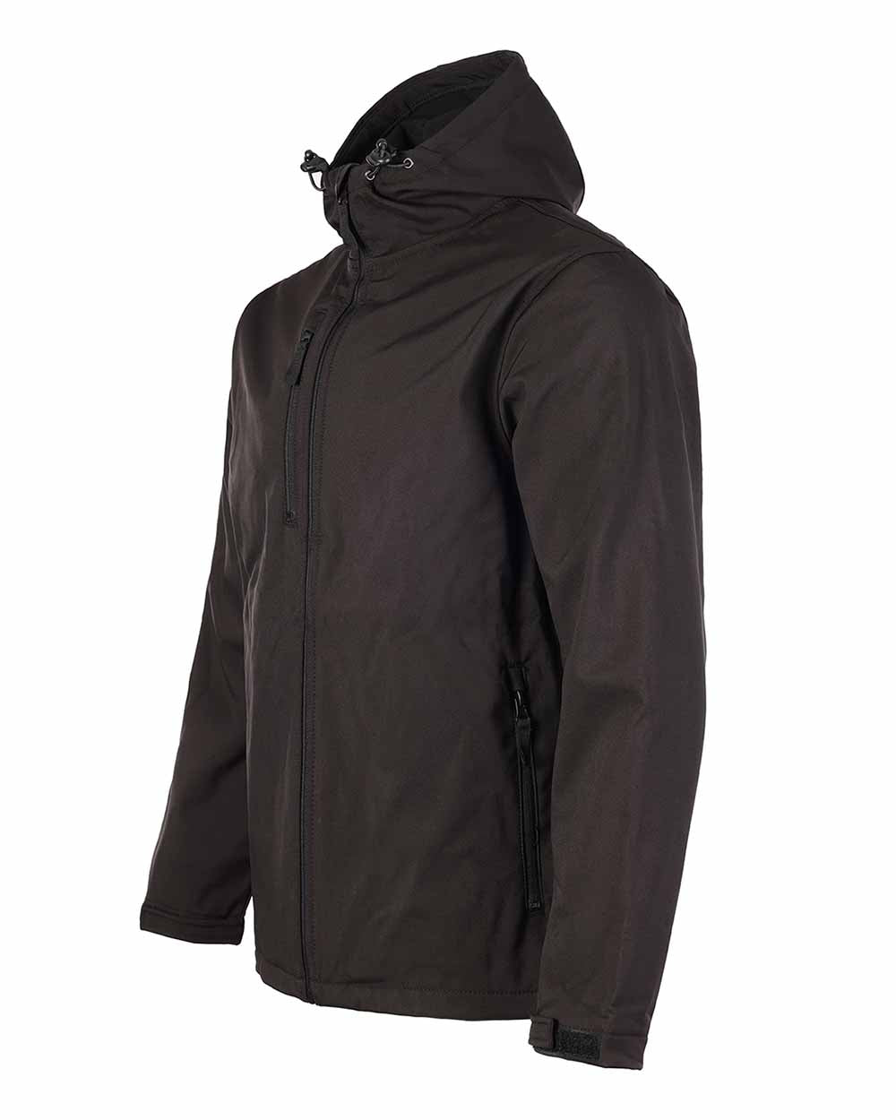 Black Coloured Fort Holkham Hooded Softshell Jacket On A White Background