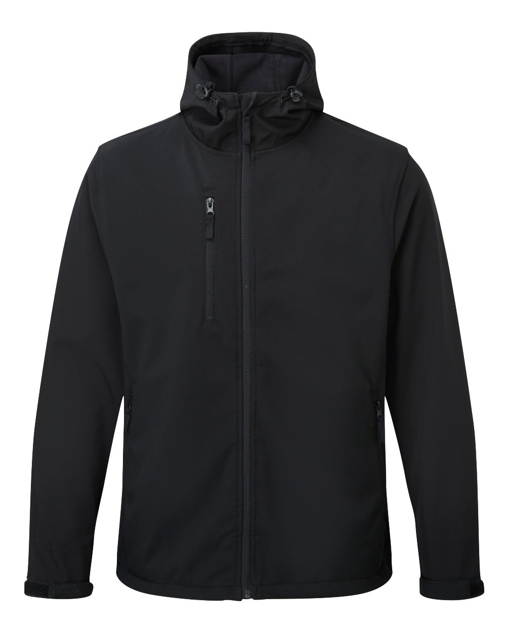 Black Coloured Fort Holkham Hooded Softshell Jacket On A White Background