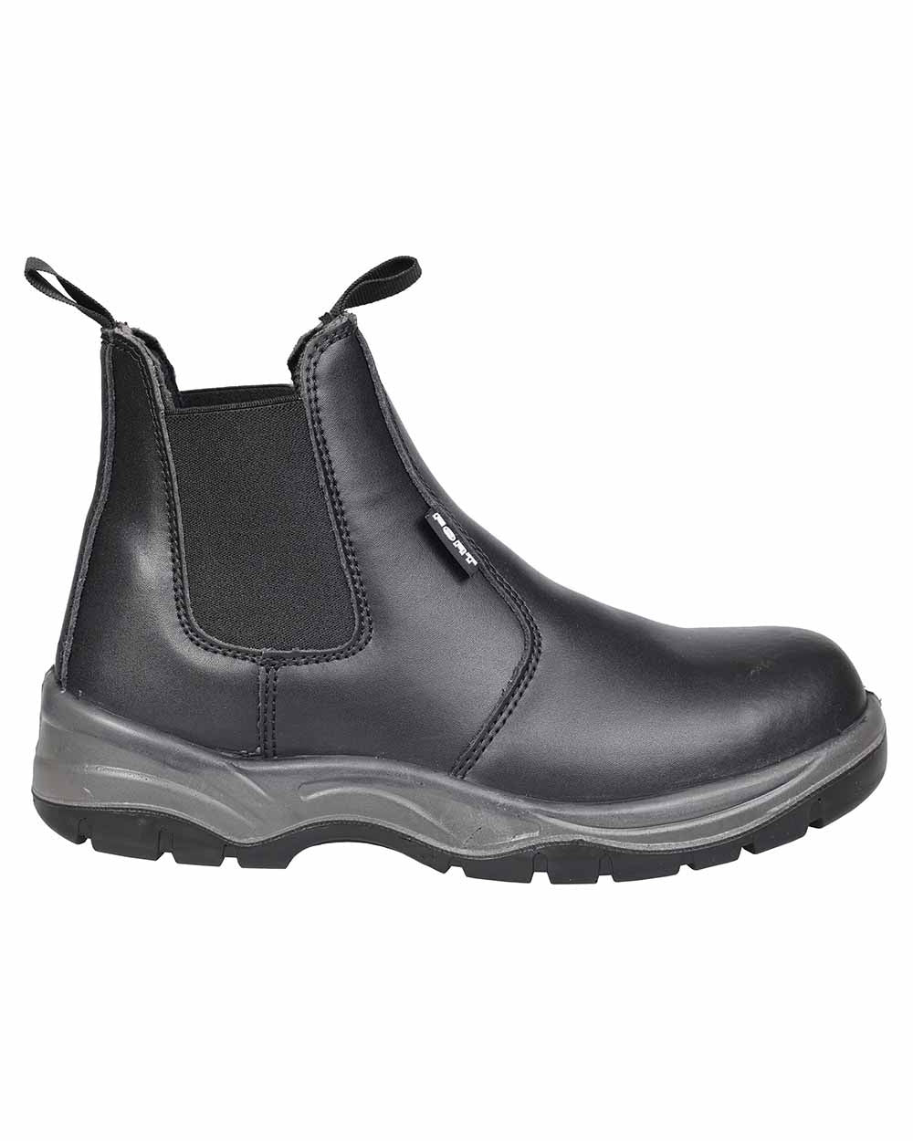 Black Coloured Fort Nelson Safety Dealer Boots On A White Background