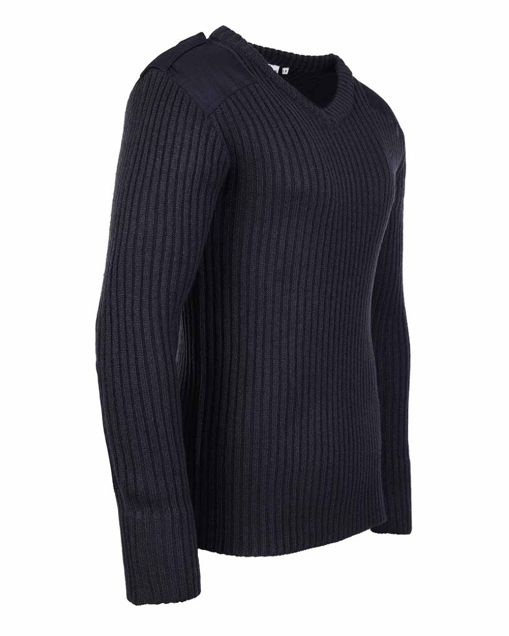 Navy Blue Coloured Fort V-Neck Combat Pullover On A White Background