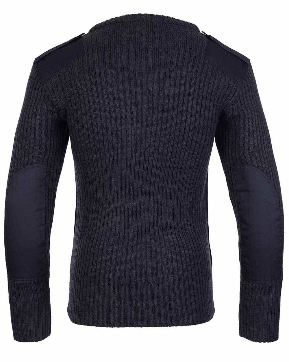 Navy Blue Coloured Fort V-Neck Combat Pullover On A White Background