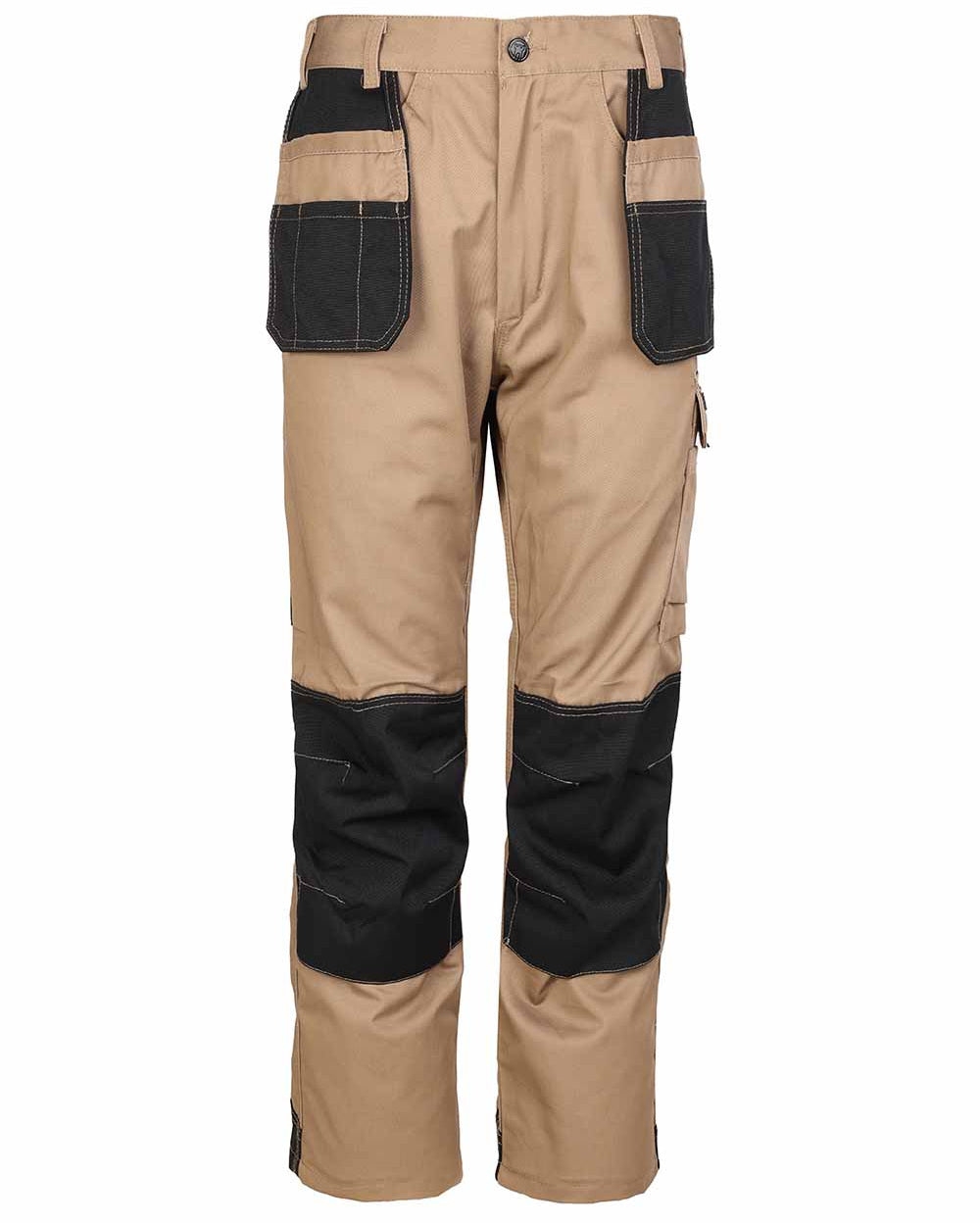 Stone Coloured TuffStuff Excel Work Trousers On A White Background