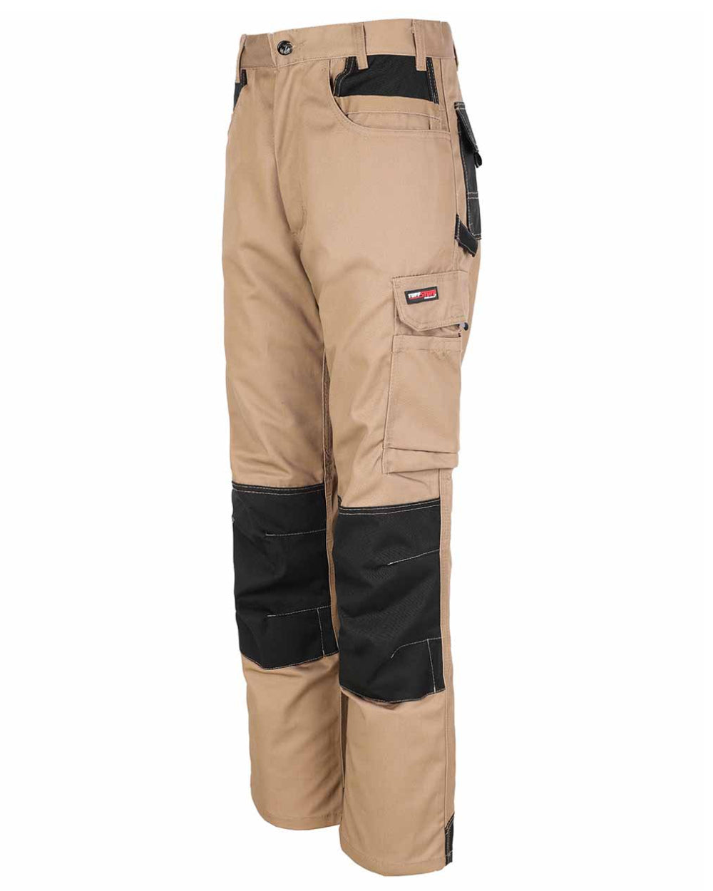 Stone Coloured TuffStuff Excel Work Trousers On A White Background