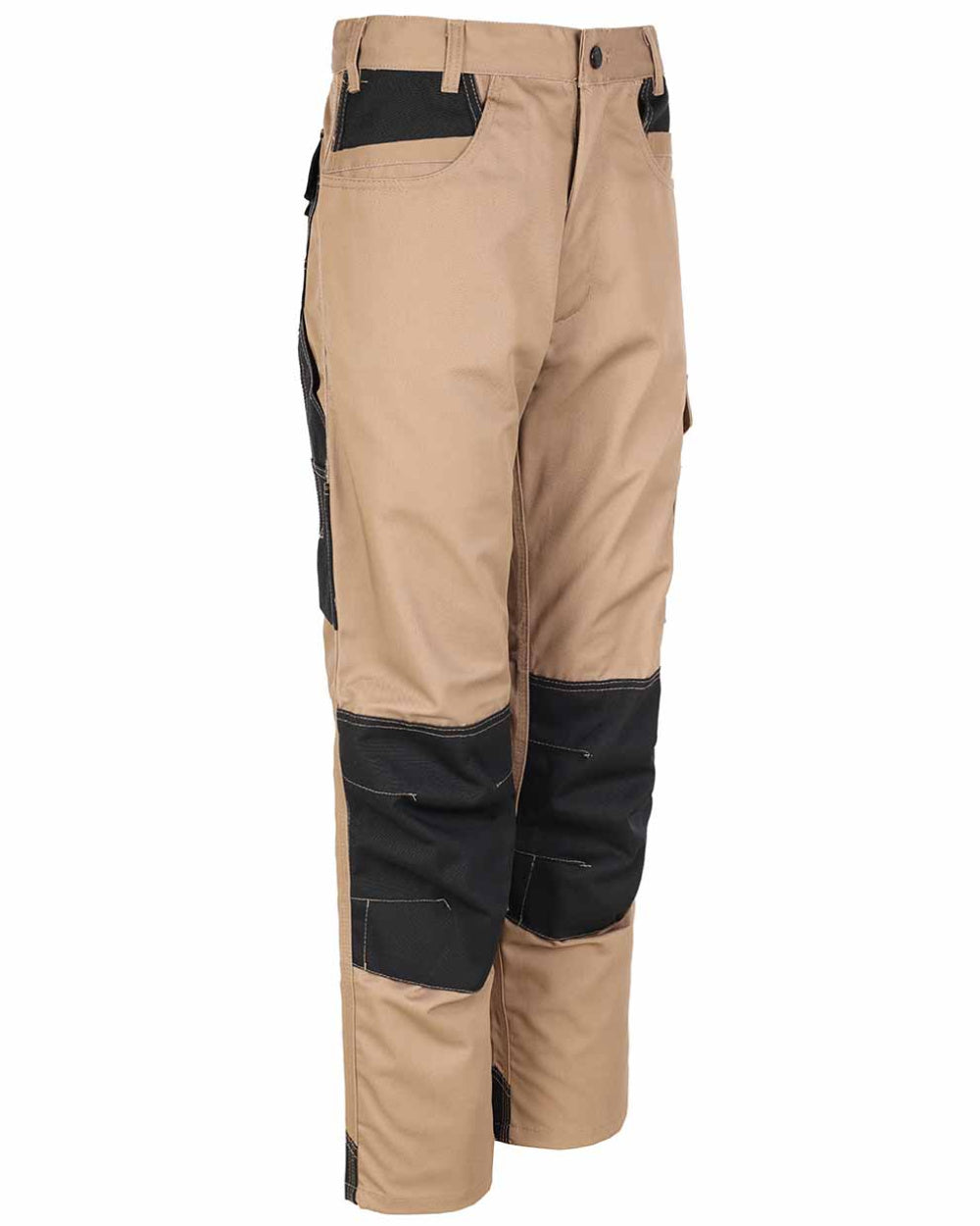 Stone Coloured TuffStuff Excel Work Trousers On A White Background