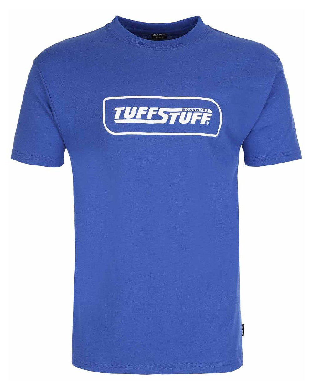Blue coloured TuffStuff Logo T-Shirt on white background