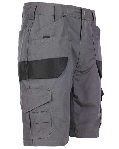 Grey Coloured TuffStuff Elite Work Shorts On A White Background