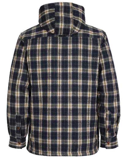 Blue coloured Fort Penarth Sherpa Fleece Lined Tartan Hoodie on white background 