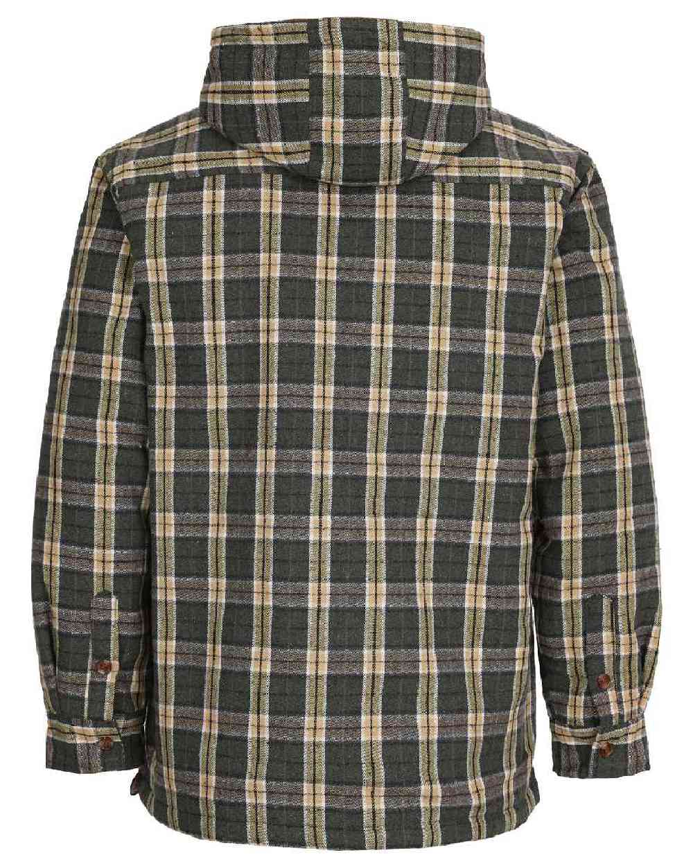 Green coloured Fort Penarth Sherpa Fleece Lined Tartan Hoodie on white background 