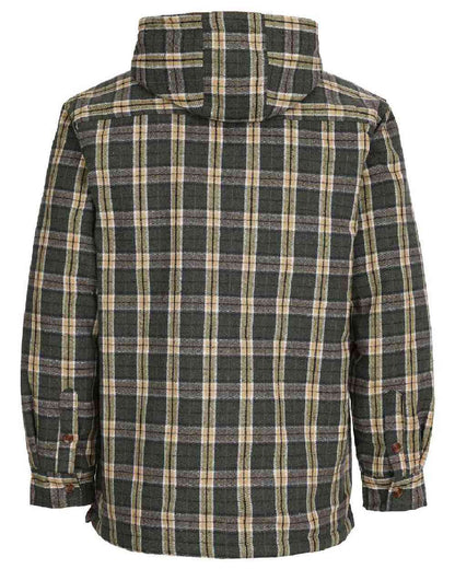 Green coloured Fort Penarth Sherpa Fleece Lined Tartan Hoodie on white background 