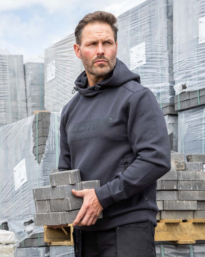 Grey coloured TuffStuff Hudson Hoodie on Construction Background 
colour_grey