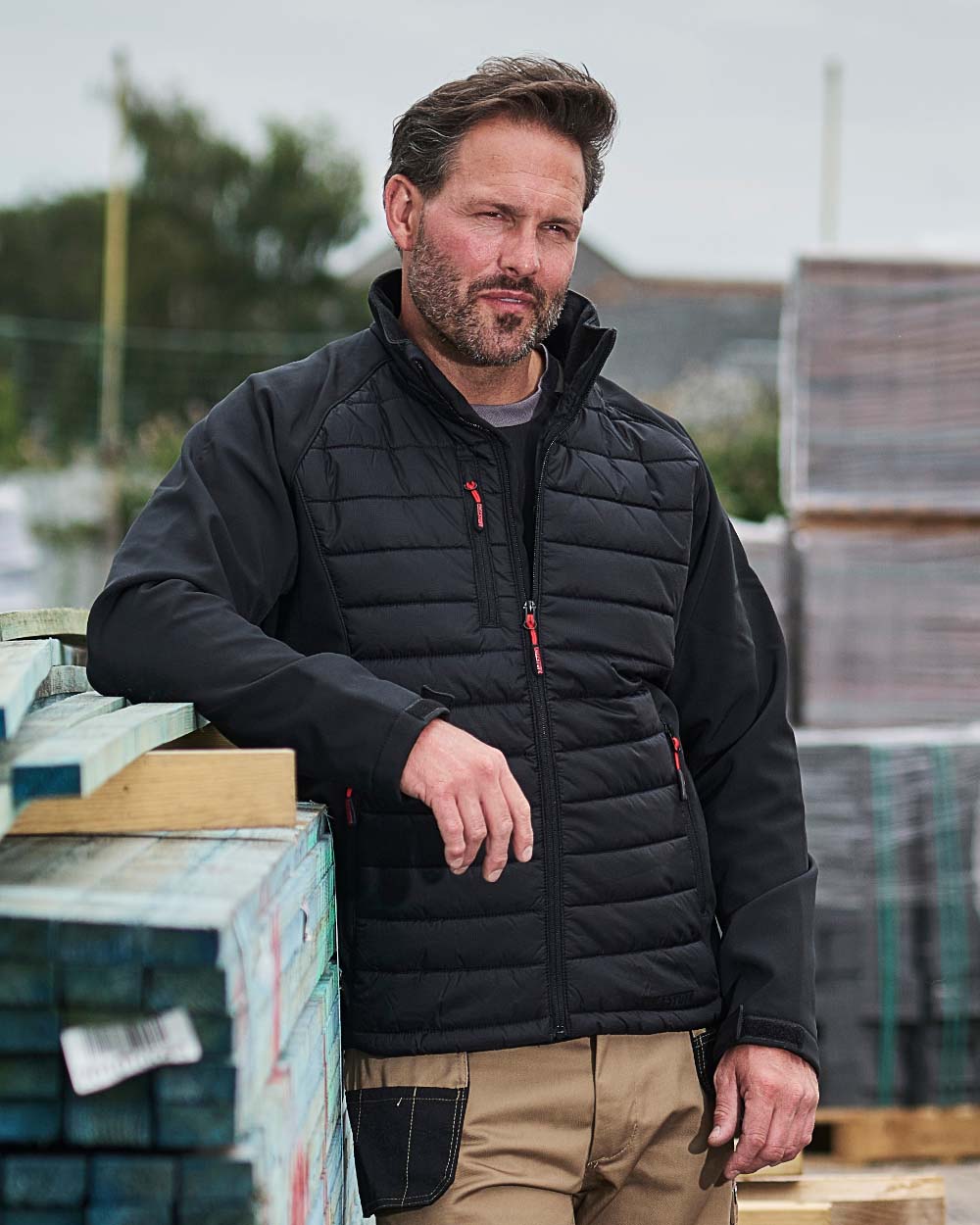 Black Coloured TuffStuff Snape Jacket On A Warehouse Background 