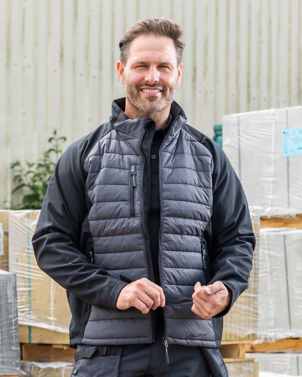 Grey Coloured TuffStuff Snape Jacket On A Warehouse Background 