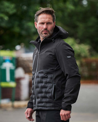 Black TuffStuff Stratford Softshell Jacket on Garden Background 