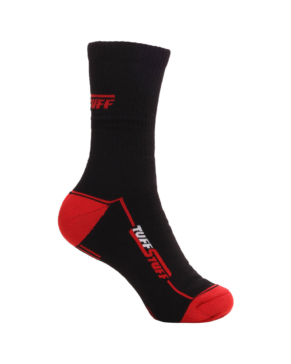 Black / Red coloured TuffStuff Extreme Socks on White background