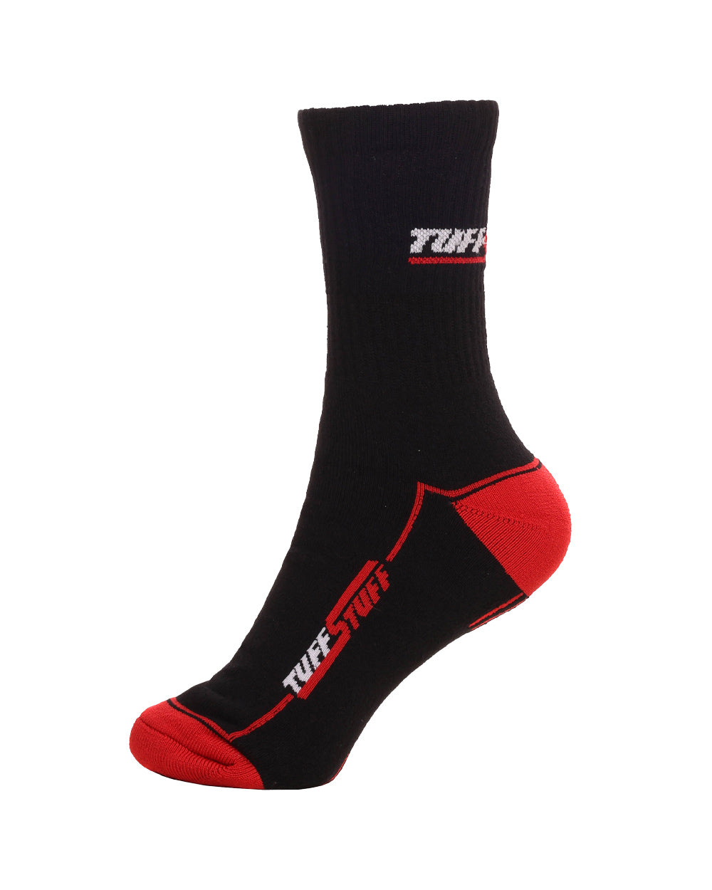 Black / Red coloured TuffStuff Extreme Socks on White background