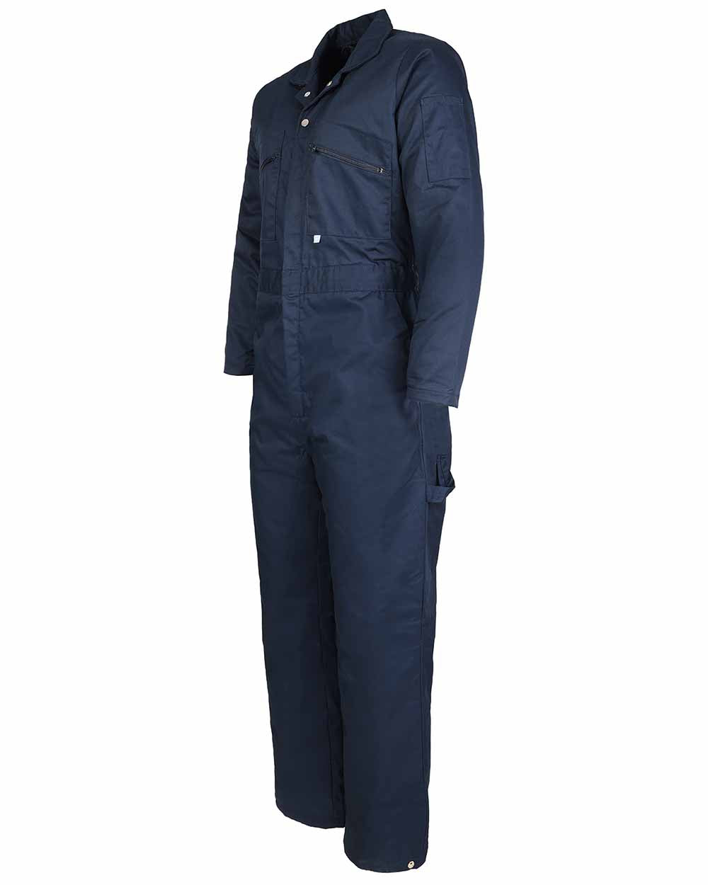 Navy Coloured Fort Quilted Padded Boilersuit On A White Background